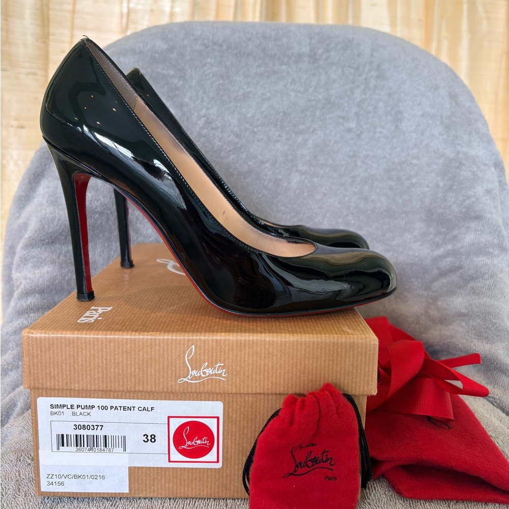 SOLD Christian Louboutin Black Patent Simple Pump Women's High Heels